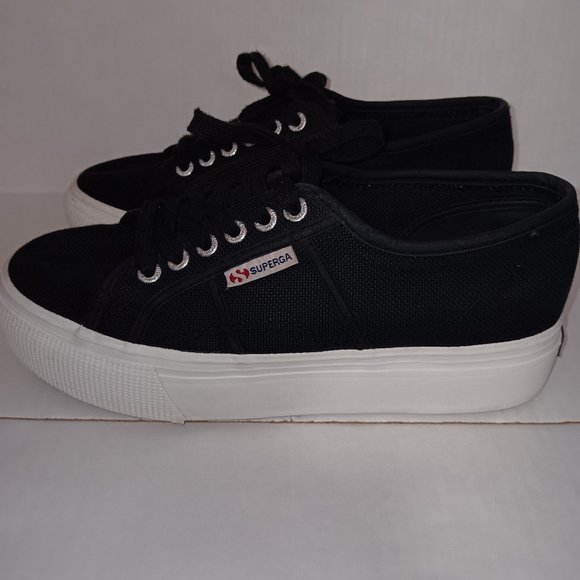 SUPERGA PLATFORM LACE UP CANVAS SNEAKERS - Picture 3 of 7